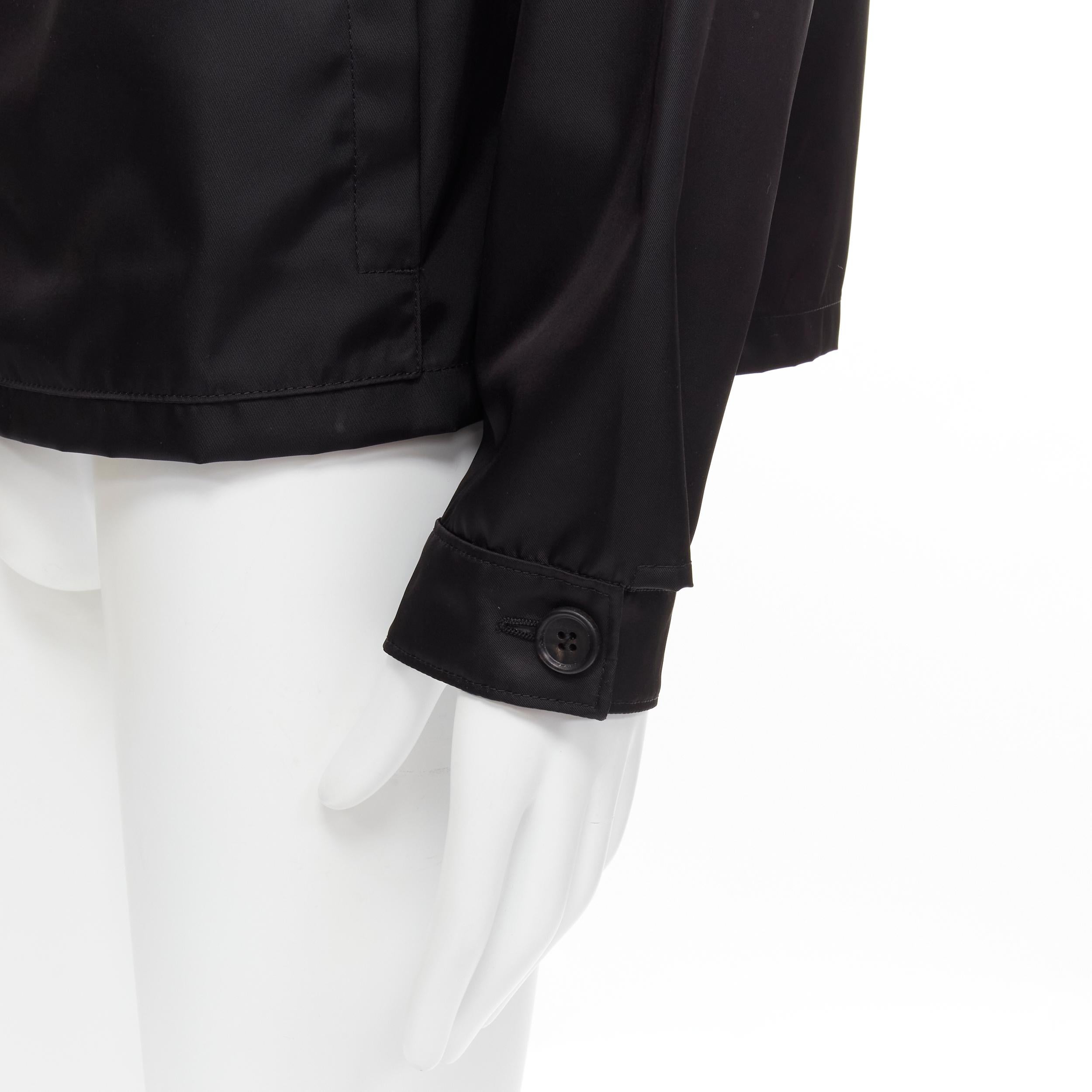 Women's PRADA 2020 Re-Nylon black boat neck triangle logo seal popover sweater shell 