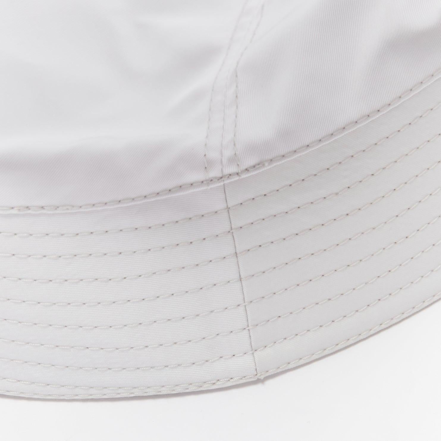 Women's PRADA 2020 Re Nylon Symbole white enamel triangle logo bucket hat M For Sale