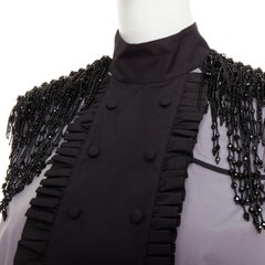 PRADA 2020 Runway beaded fringe cotton poplin bib front sleeveless shirt IT38 XS
