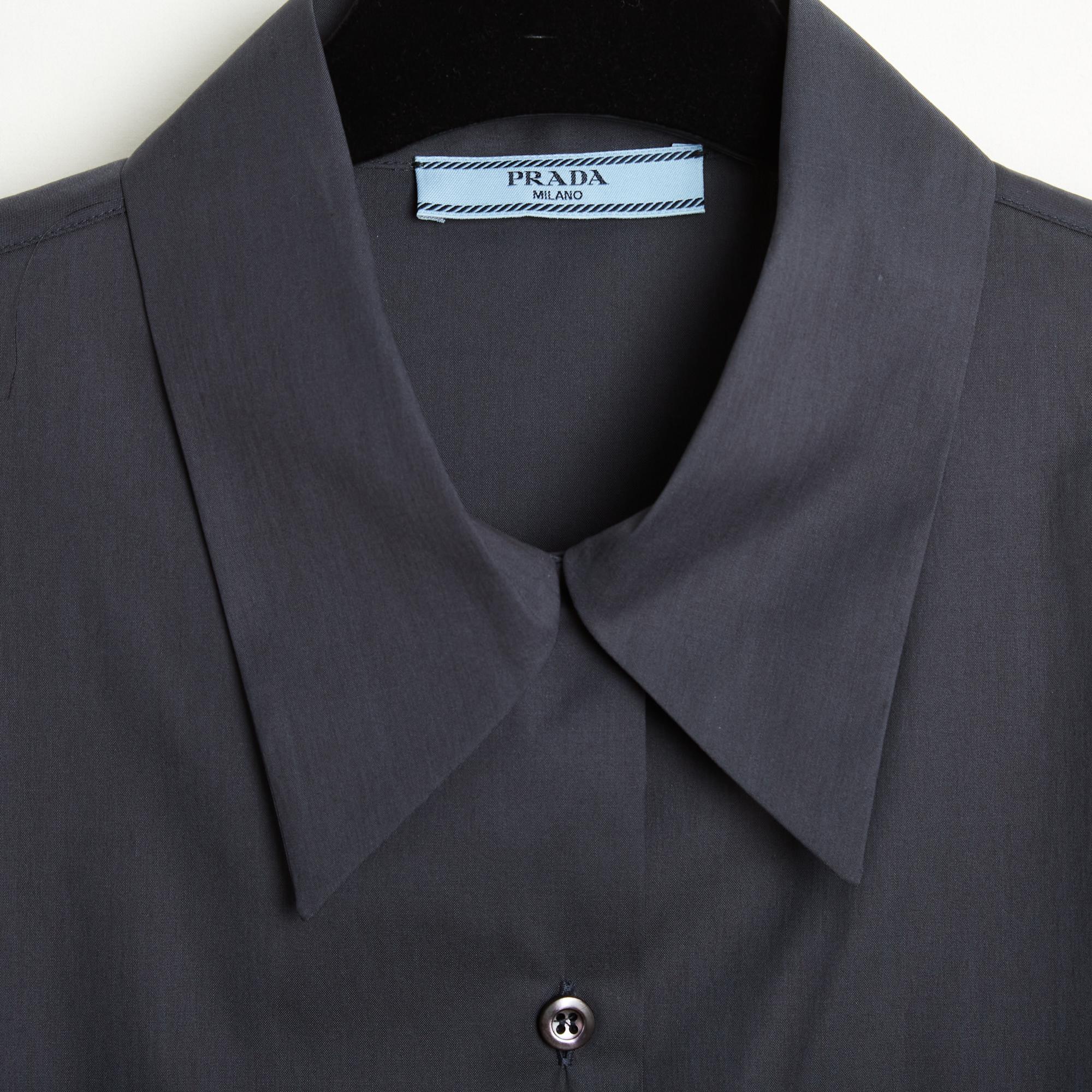 Black Prada 2020 Top Chemise anthracite FR40 Dark Grey Cotton Top Shirt UK12 US10 For Sale