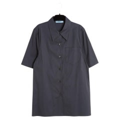 Prada 2020 Top Chemise anthracite FR40 Dunkelgraues Baumwolltop Shirt UK12 US10