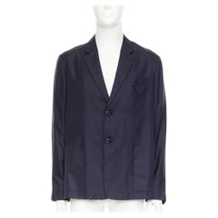 PRADA 2021 100% silk tonal triangle patch single breasted relaxed blazer IT48 M