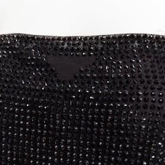 PRADA 2021 black crystal rhinestone mesh space spaghetti strap crop top IT38 XS