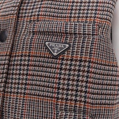 PRADA 2021 houndstooth logo plate wool cashmere gilet puffer vest IT42 M