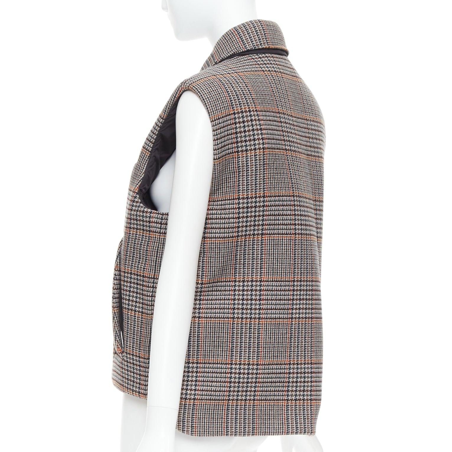 PRADA 2021 Pulloverweste mit Hahnentrittmuster aus Wolle und Kaschmir mit Kaschmirfalten IT42 M Damen im Angebot