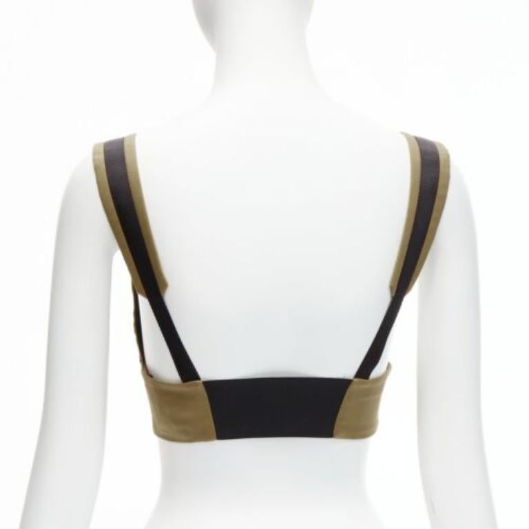 Women's PRADA 2021 orange zip khaki green technical strap bra top IT38 XS For Sale