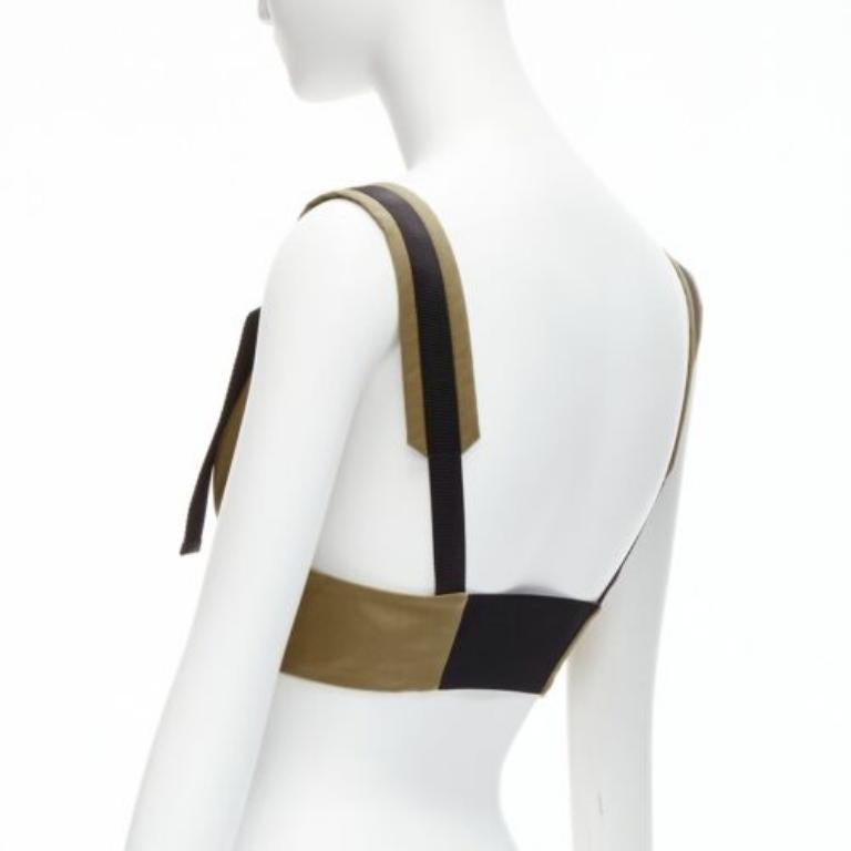 PRADA 2021 orange zip khaki green technical strap bra top IT38 XS For Sale 1