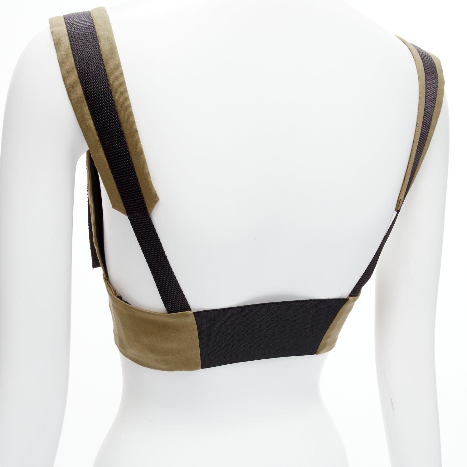 PRADA 2021 orange zip khaki green technical strap bra top IT40 S For Sale 2