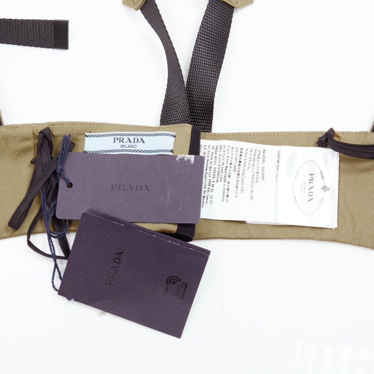 PRADA 2021 orange zip khaki green technical strap bra top IT40 S For Sale 3