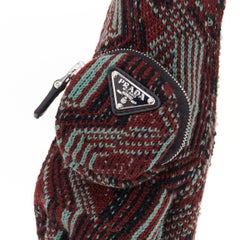 PRADA 2021 Raf Simons Runway geometric jacquard triangle pocket long gloves M