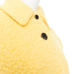 PRADA 2021 Raf Simons Runway pastel yellow wool boucle long oversized coat IT38