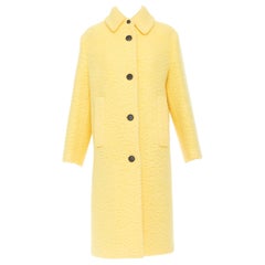 PRADA 2021 Raf Simons Runway pastel yellow wool boucle long oversized coat IT40