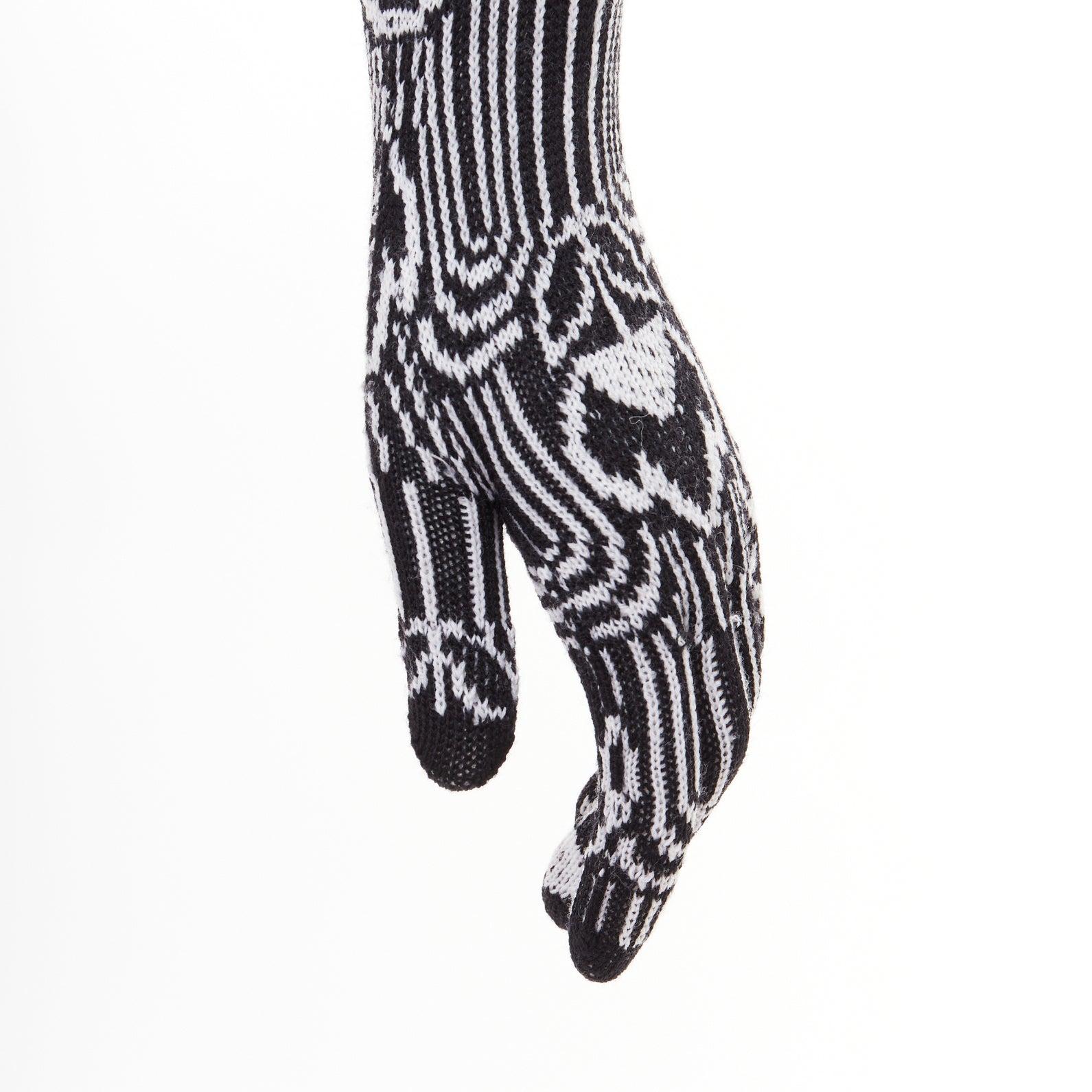 PRADA 2021 Raf Simons Runway wool knit triangle logo pocket long gloves M For Sale 2