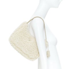 PRADA 2021 Re Edition 2000 Eco Pelliccia ecru shearling mini hobo bag