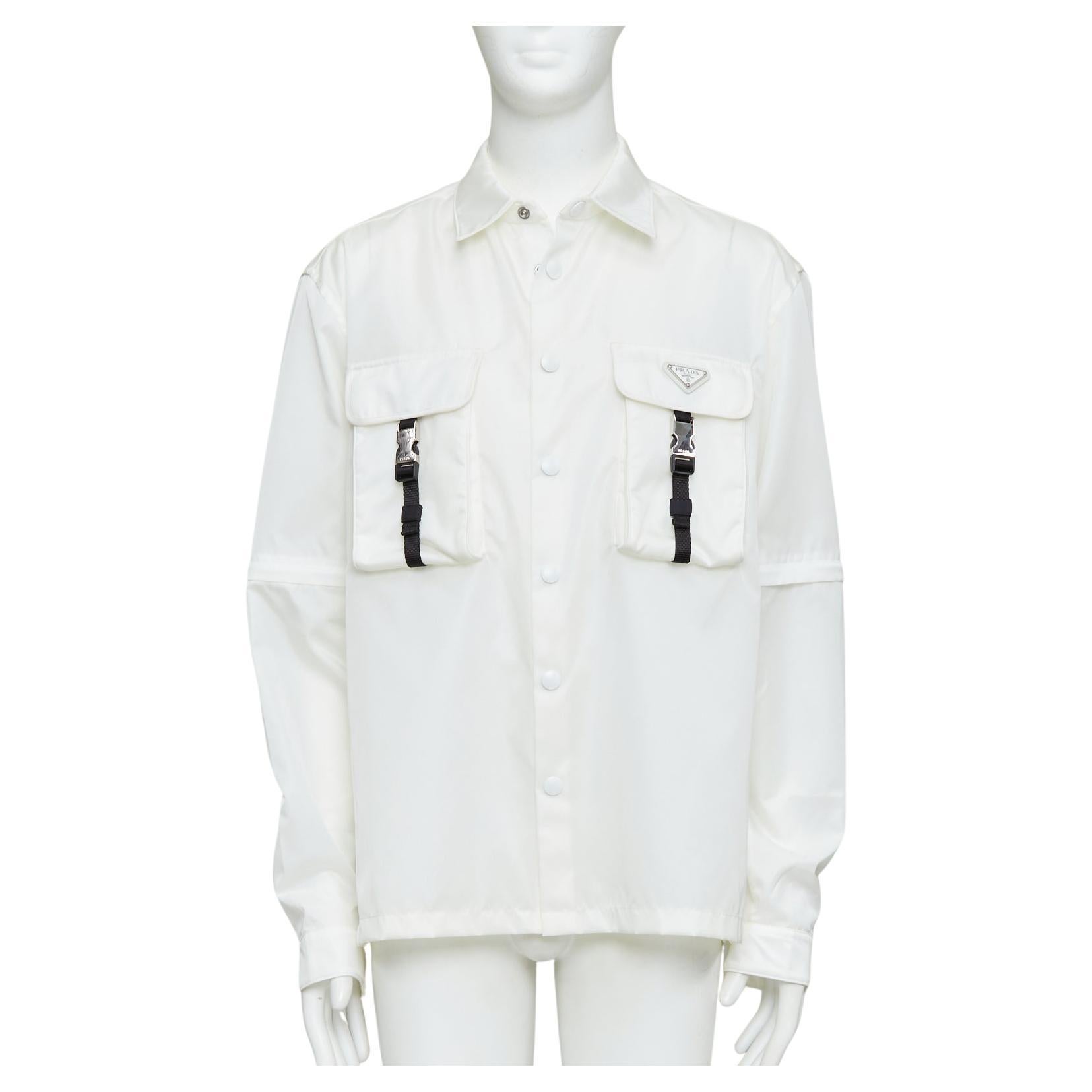 PRADA 2021 Re-Nylon nylon technical buckles pocket transformable shirt jacket XL