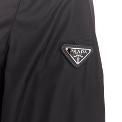 PRADA 2021 Re Nylon silver triangle logo plague zip up hooded windbreaker IT38