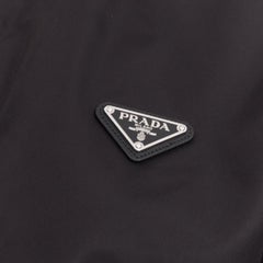 PRADA 2021 Re Nylon virgin wool silver plague logo high neck zip jacket IT38 XS