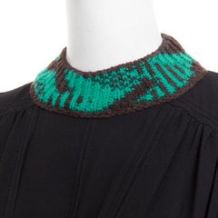 Prada 2021 Laufsteg-Jumpsuit aus schwarzem, grünem Jacquard-Wollstrick mit Plissee IT38 XS