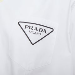 PRADA 2021 Runway Double Match Blossom daisy floral split cotton bowling shirt :