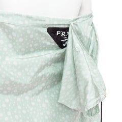 PRADA 2021 Runway pastel green polka dot silk taffeta wrap cape coat IT36 X