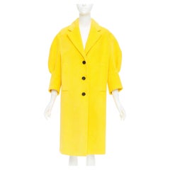 PRADA 2021 Runway yellow cotton corduroy puff sleeve oversized coat IT38 XS