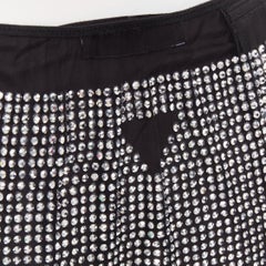 PRADA 2021 silver crystal black mesh triangle cut out lace trim skirt IT38 XS