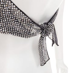 PRADA 2021 silver crystal rhinestone mesh halter neck crop top IT36 XXS
