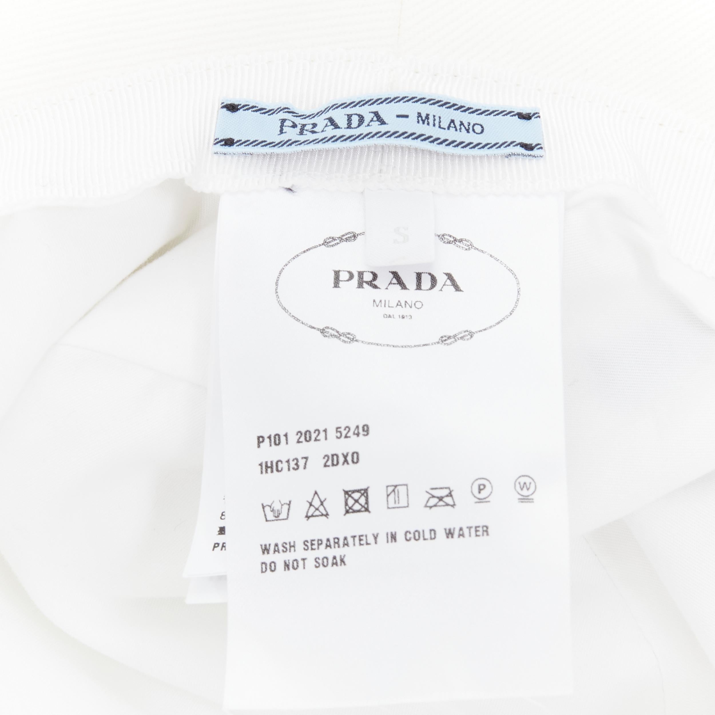 PRADA 2021 soft terry cotton logo embroidery iconic bucket hat S In Excellent Condition In Hong Kong, NT