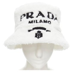 PRADA 2021 soft terry cotton logo embroidery iconic bucket hat S