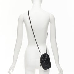 PRADA 2021 Spectrum black geometric quilted logo chain small crossbody bag