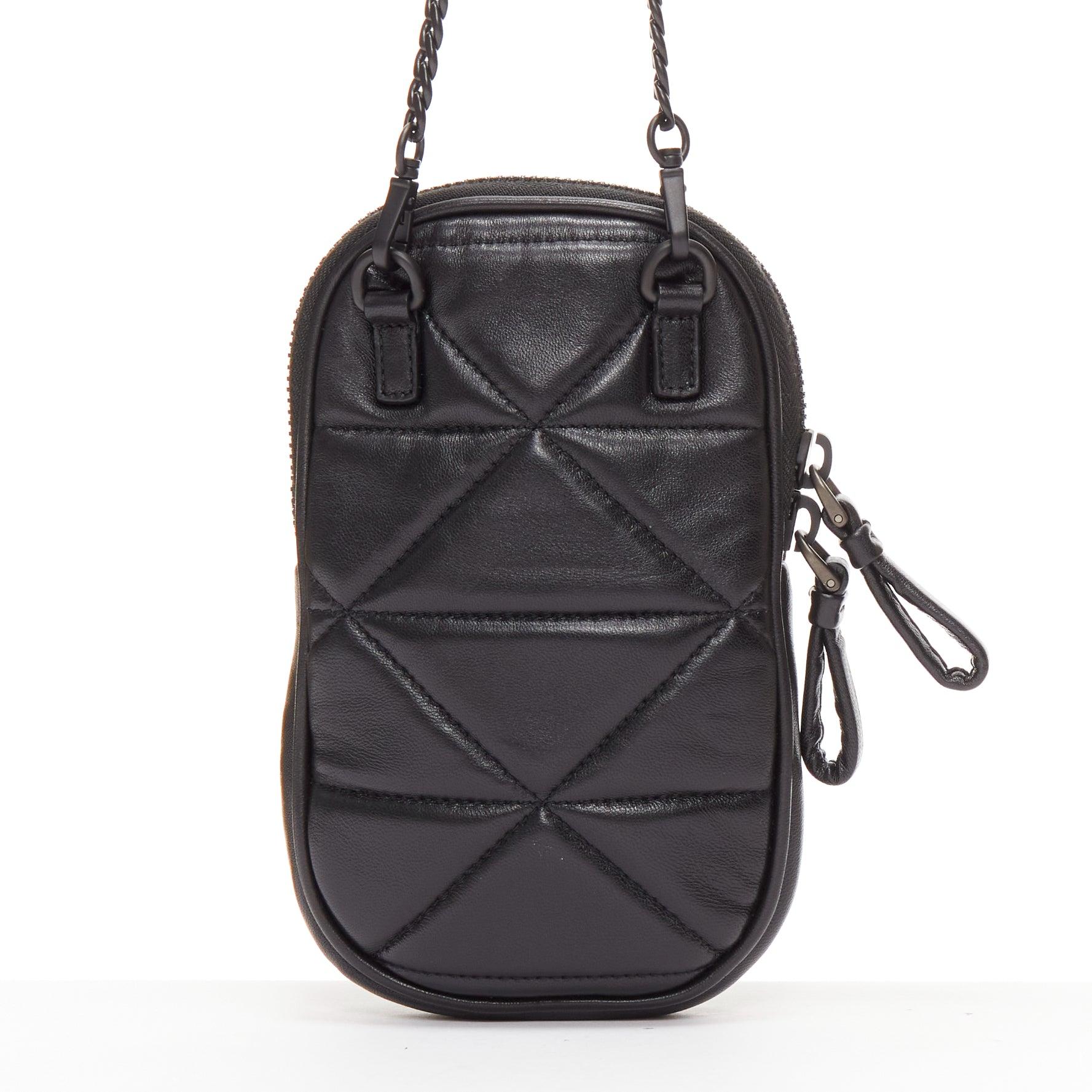 PRADA 2021 Spectrum black geometric quilted logo chain small crossbody bag For Sale 1
