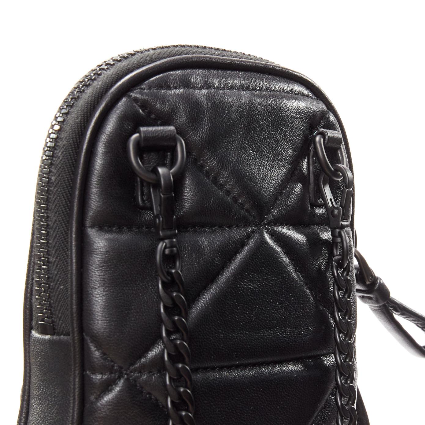 PRADA 2021 Spectrum black geometric quilted logo chain small crossbody bag For Sale 4