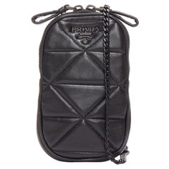 PRADA 2021 Spectrum black geometric quilted logo chain small crossbody bag
