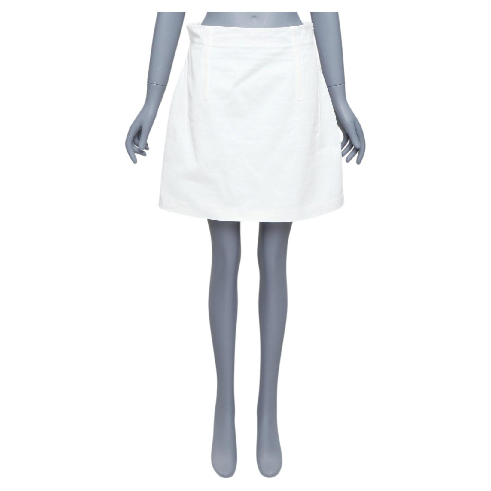 PRADA 2021 falda con espalda de encaje y pinzas de algodón vaquero blanco IT44 L en venta