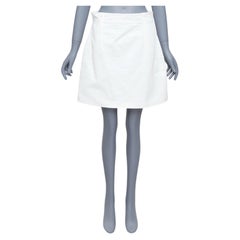 PRADA 2021 falda con espalda de encaje y pinzas de algodón vaquero blanco IT44 L