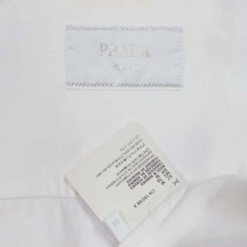 PRADA 2021 denim bianco logo 3D tasca posteriore giacca cropped zip up M in vendita 4