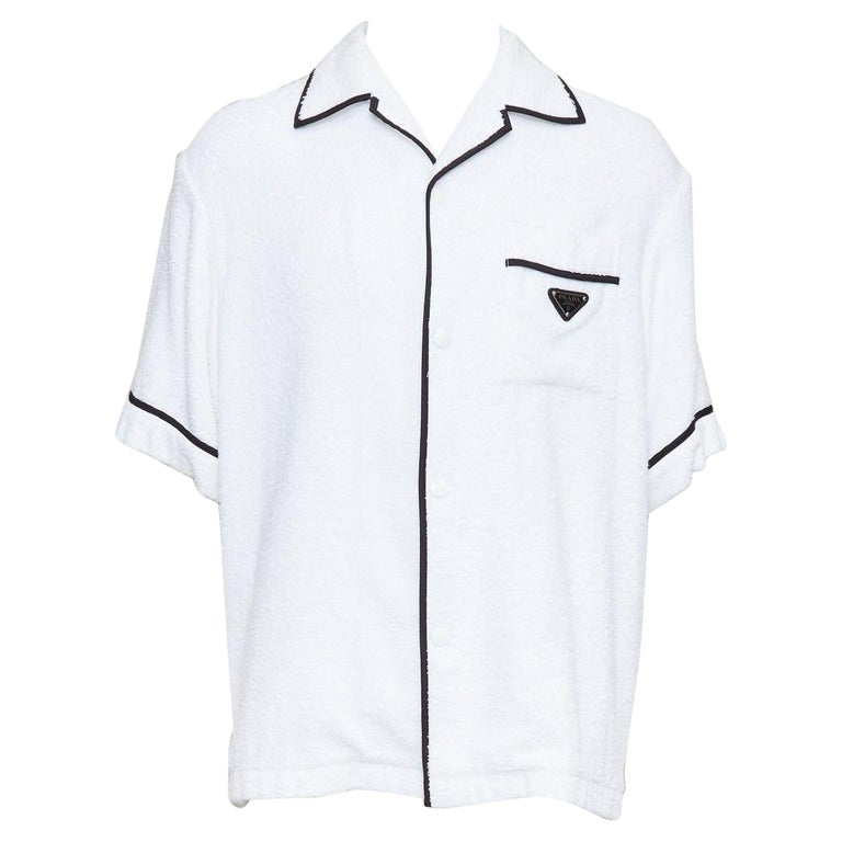 PRADA 2021 white terry towelling black triangle logo plaque