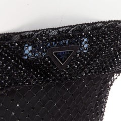 PRADA 2022 black rhinestone crystal degrade embellished mini slip dress IT40 S