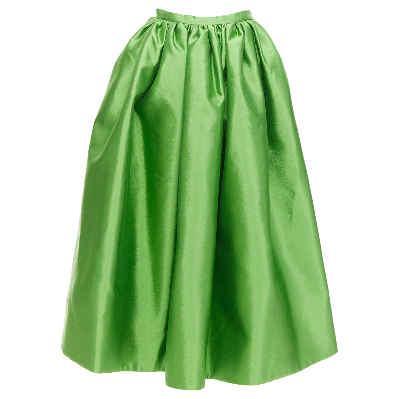 PRADA 2022 vert soie duchesse jupe midi taille haute IT36 XS
