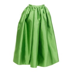 PRADA 2022 Kelly Green duchesse silk wool evening full midi skirt IT40 M