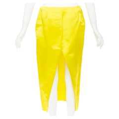 PRADA 2022 Raf Simons Runway satin black split high waisted midi skirt IT42 M