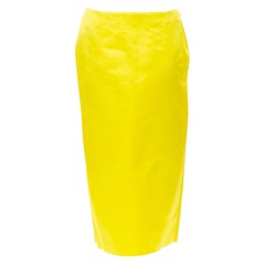 PRADA 2022 Raf Simons Runway satin black split high waisted midi skirt IT42 M