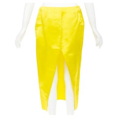 PRADA 2022 Raf Simons Runway jaune satin fendu jupe midi taille haute IT40 S