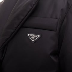 PRADA 2022 Re-Nylon black silver logo flap pocket technical puffer coat IT36 XXS