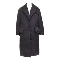 PRADA 2022 Coates noir argent logo poche à rabat manteau technique IT36 XXS