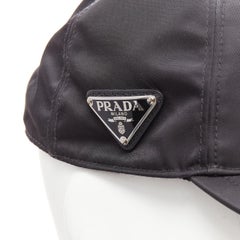 PRADA 2022 Re-Nylon black triangle plate magic tape cap hat L