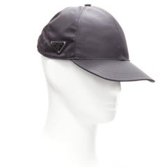 PRADA 2022 Re-Nylon black triangle plate magic tape cap hat L