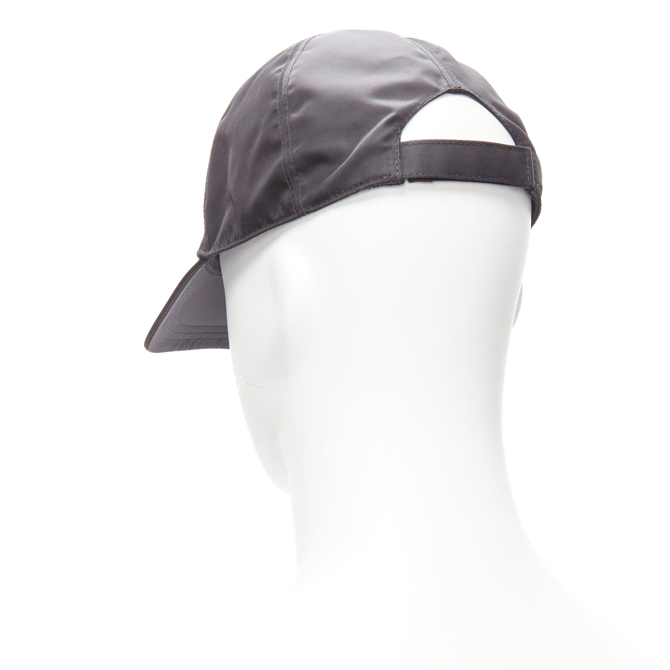 PRADA 2022 Re-Nylon black triangle plate magic tape cap hat L For Sale 1