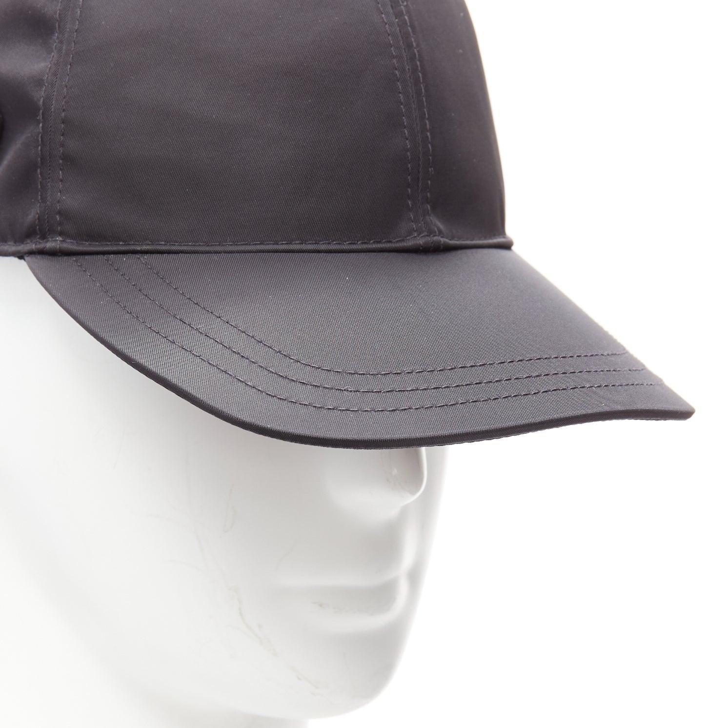 PRADA 2022 Re-Nylon black triangle plate magic tape cap hat L For Sale 2
