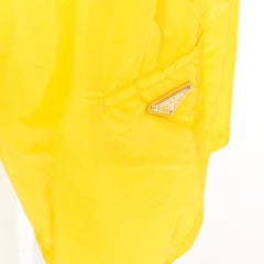 PRADA 2022 Re Nylon Triangle Logo Plaque casual wide leg Bermuda shorts IT50 L